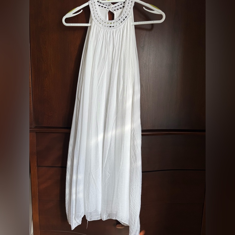 White Halter Midi Dress
